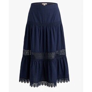 Time and Tru Women’s XXL Navy Blue Crochet Lace Maxi Skirt Flowy Beachy Cottage